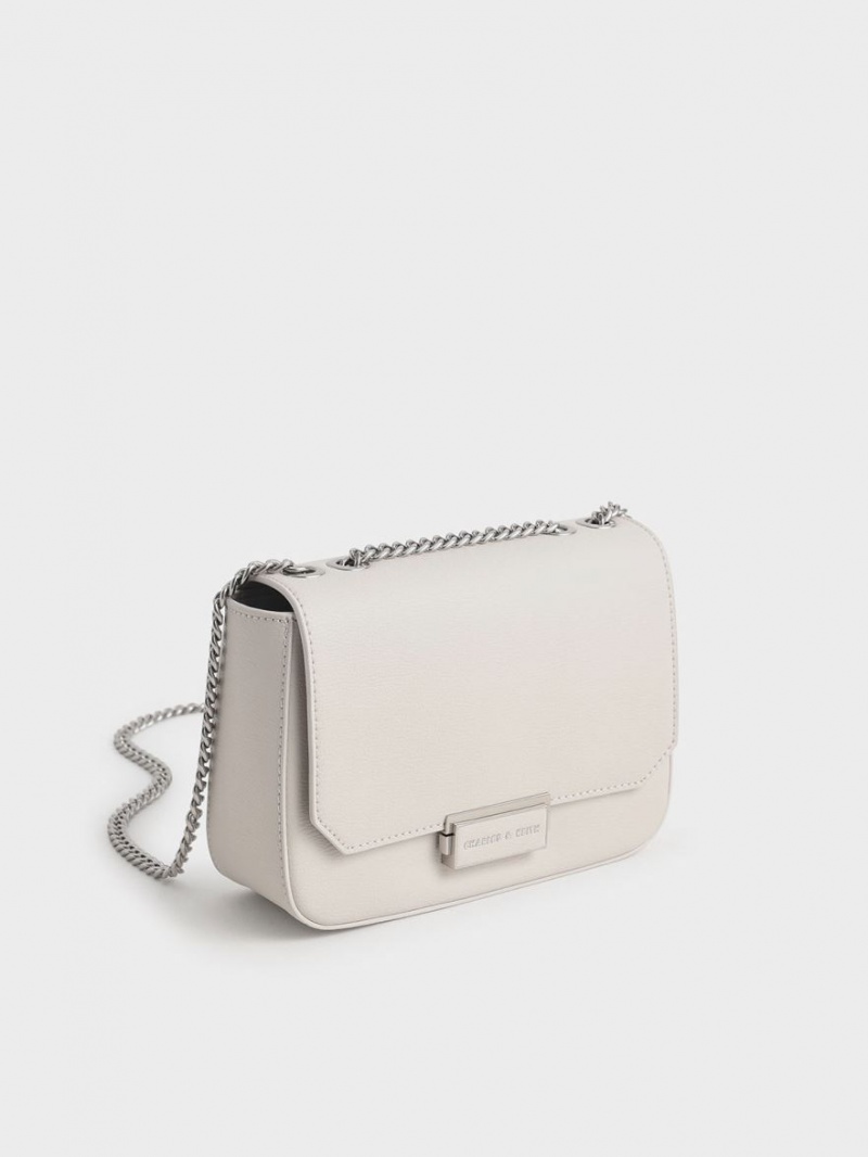 Charles And Keith Chain Strap Shoulder Bags Light Grey | PHILIPPINES D613