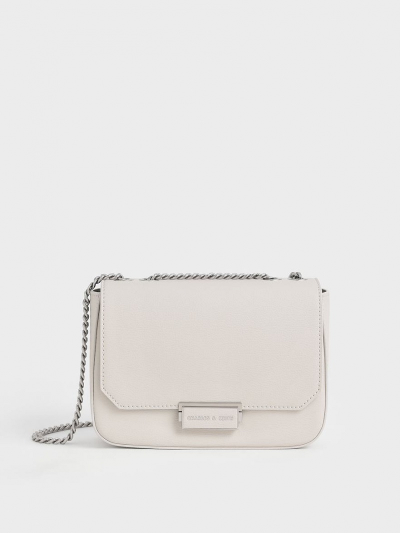 Charles And Keith Chain Strap Shoulder Bags Light Grey | PHILIPPINES D613