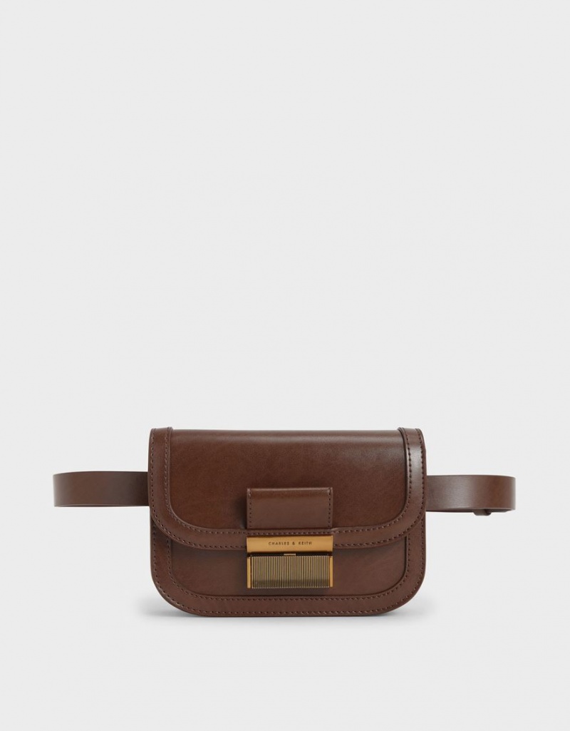 Charles And Keith Charlot Belt Bags Dark Brown | PHILIPPINES Y576