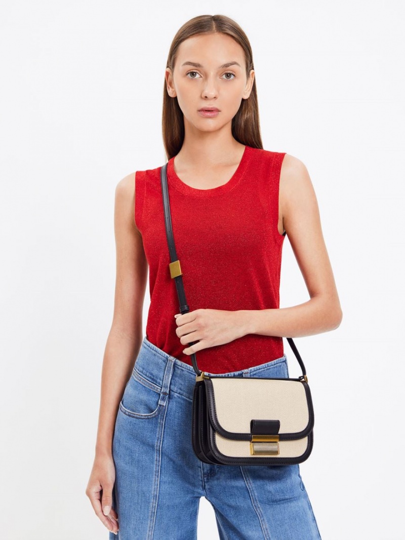 Charles And Keith Charlot Canvas Crossbody Bags Beige | PHILIPPINES I193