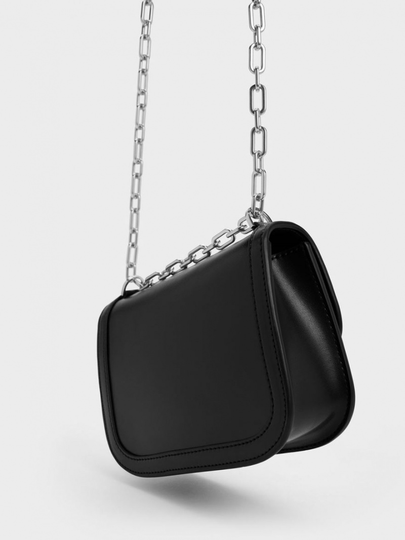 Charles And Keith Charlot Chain Strap Shoulder Bags Black | PHILIPPINES E125