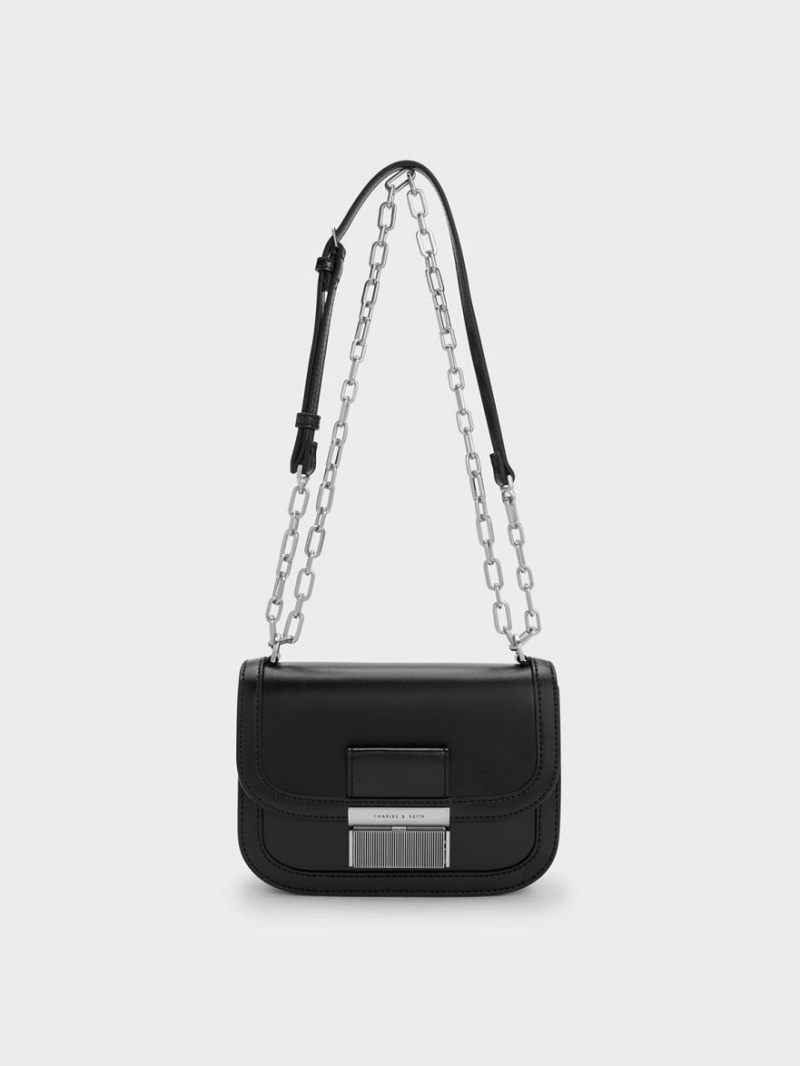 Charles And Keith Charlot Chain Strap Shoulder Bags Black | PHILIPPINES E125