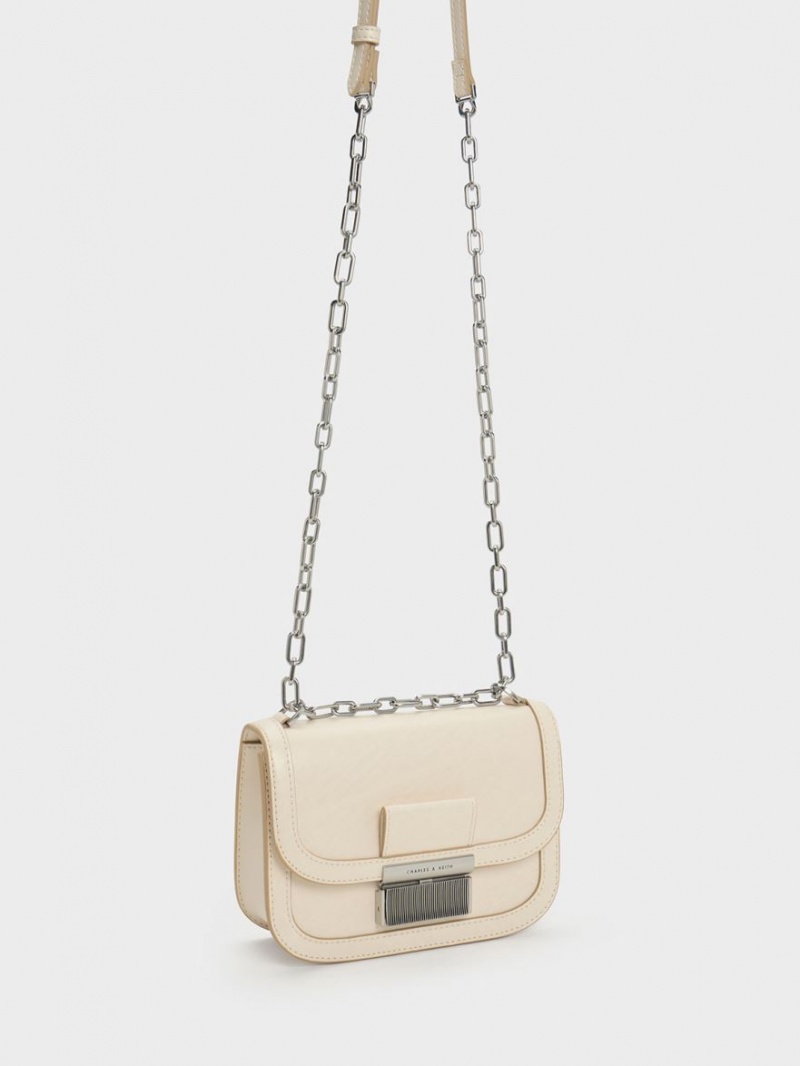 Charles And Keith Charlot Chain Strap Shoulder Bags Beige | PHILIPPINES T602