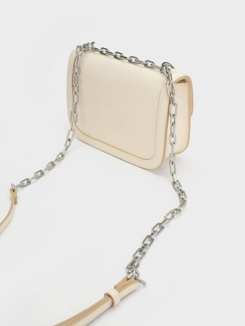 Charles And Keith Charlot Chain Strap Shoulder Bags Beige | PHILIPPINES T602