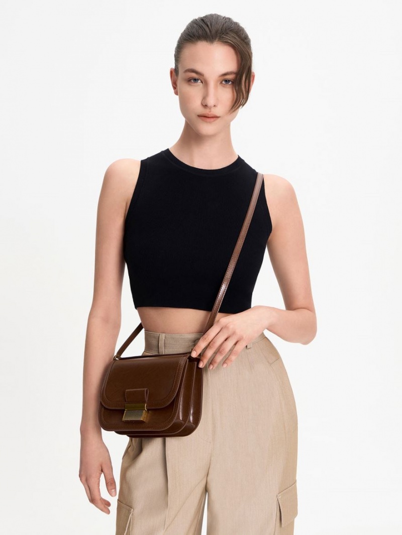 Charles And Keith Charlot Crossbody Bags Dark Brown | PHILIPPINES B174