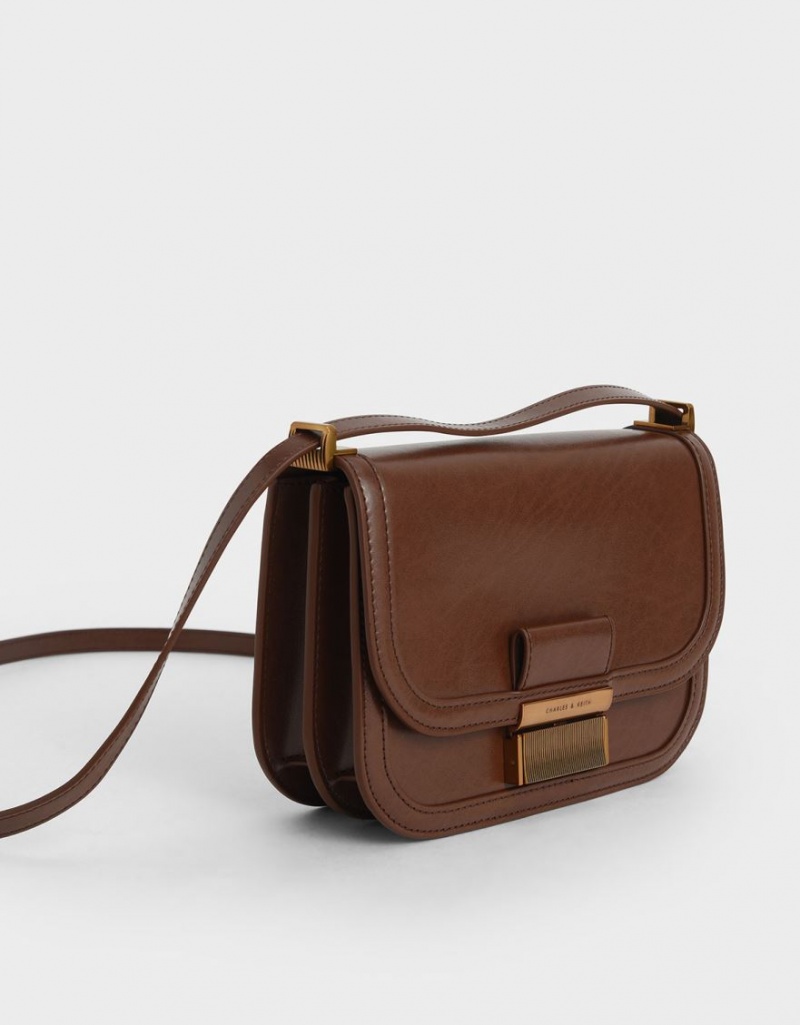 Charles And Keith Charlot Crossbody Bags Dark Brown | PHILIPPINES B174