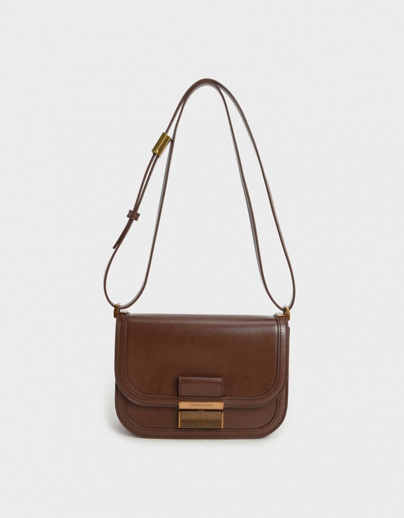 Charles And Keith Charlot Crossbody Bags Dark Brown | PHILIPPINES B174