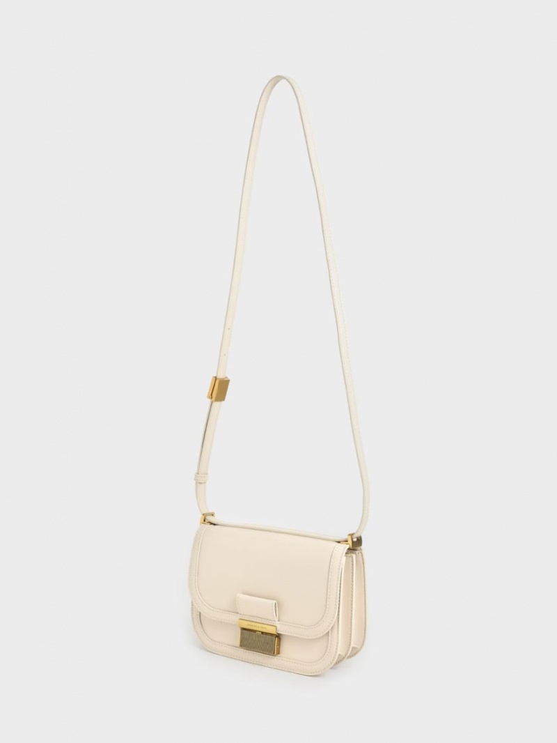 Charles And Keith Charlot Crossbody Bags Cream | PHILIPPINES Y439