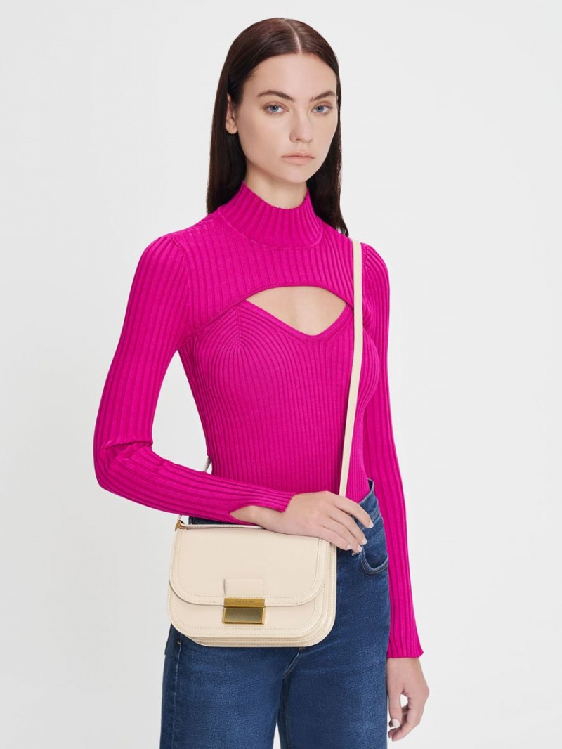 Charles And Keith Charlot Crossbody Bags Cream | PHILIPPINES Y439