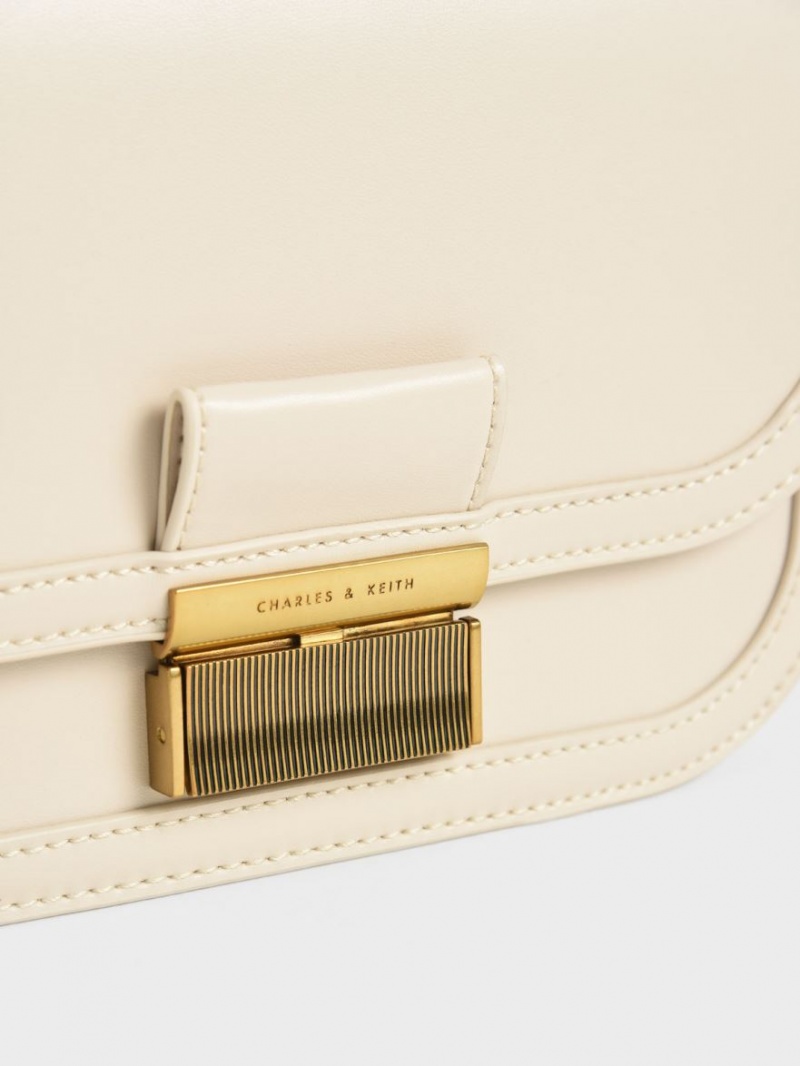 Charles And Keith Charlot Crossbody Bags Cream | PHILIPPINES Y439