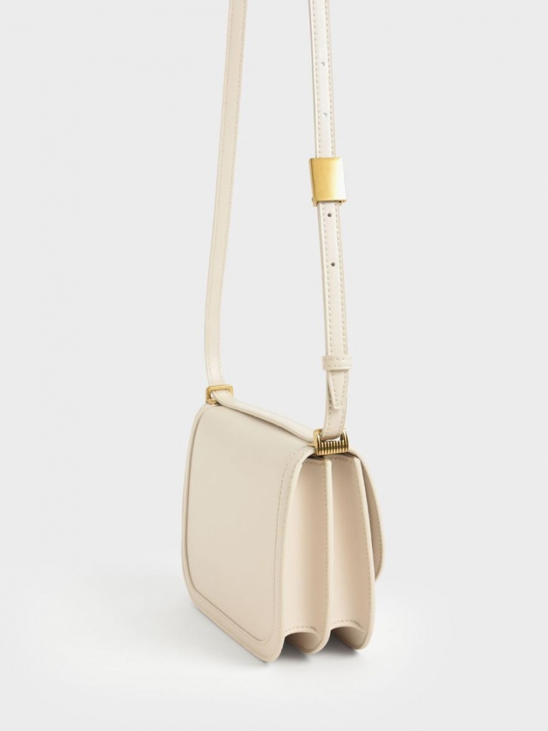 Charles And Keith Charlot Crossbody Bags Cream | PHILIPPINES Y439