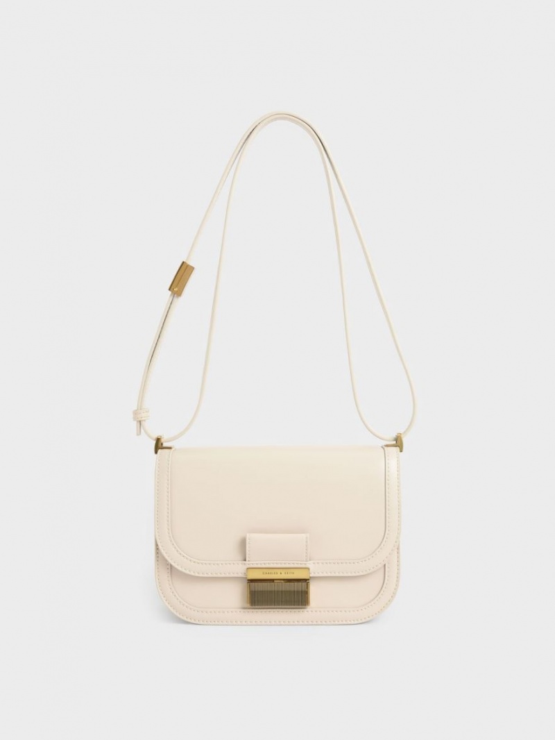 Charles And Keith Charlot Crossbody Bags Cream | PHILIPPINES Y439