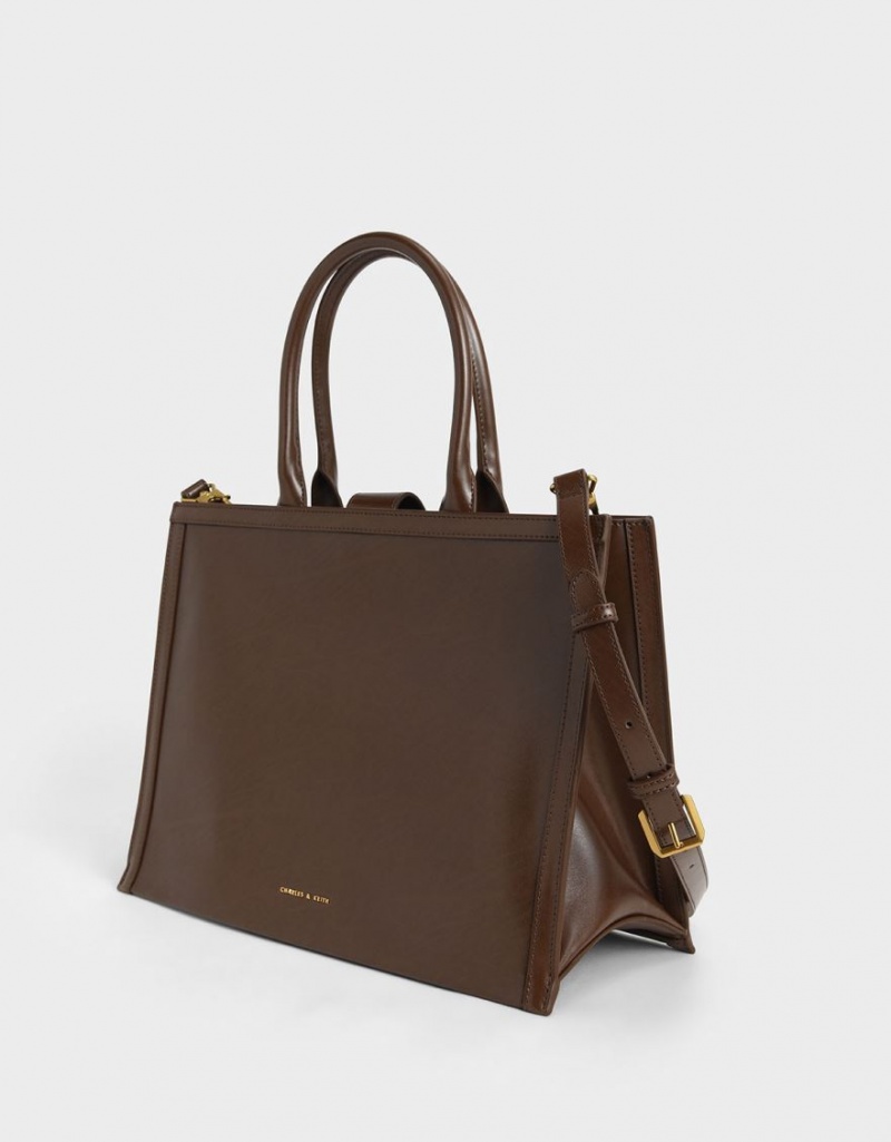 Charles And Keith Charlot Tote Bags Dark Brown | PHILIPPINES X630