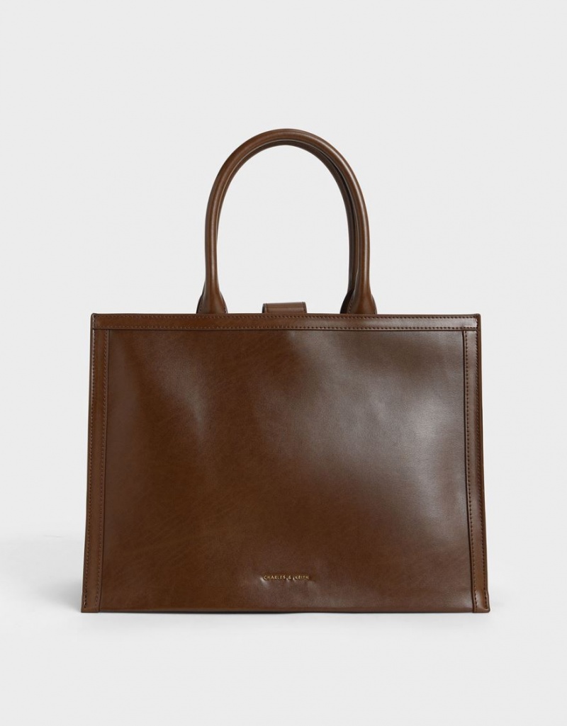 Charles And Keith Charlot Tote Bags Dark Brown | PHILIPPINES X630