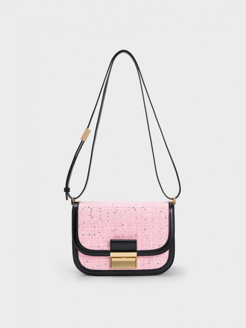 Charles And Keith Charlot Tweed Shoulder Bags Multicolor | PHILIPPINES H416