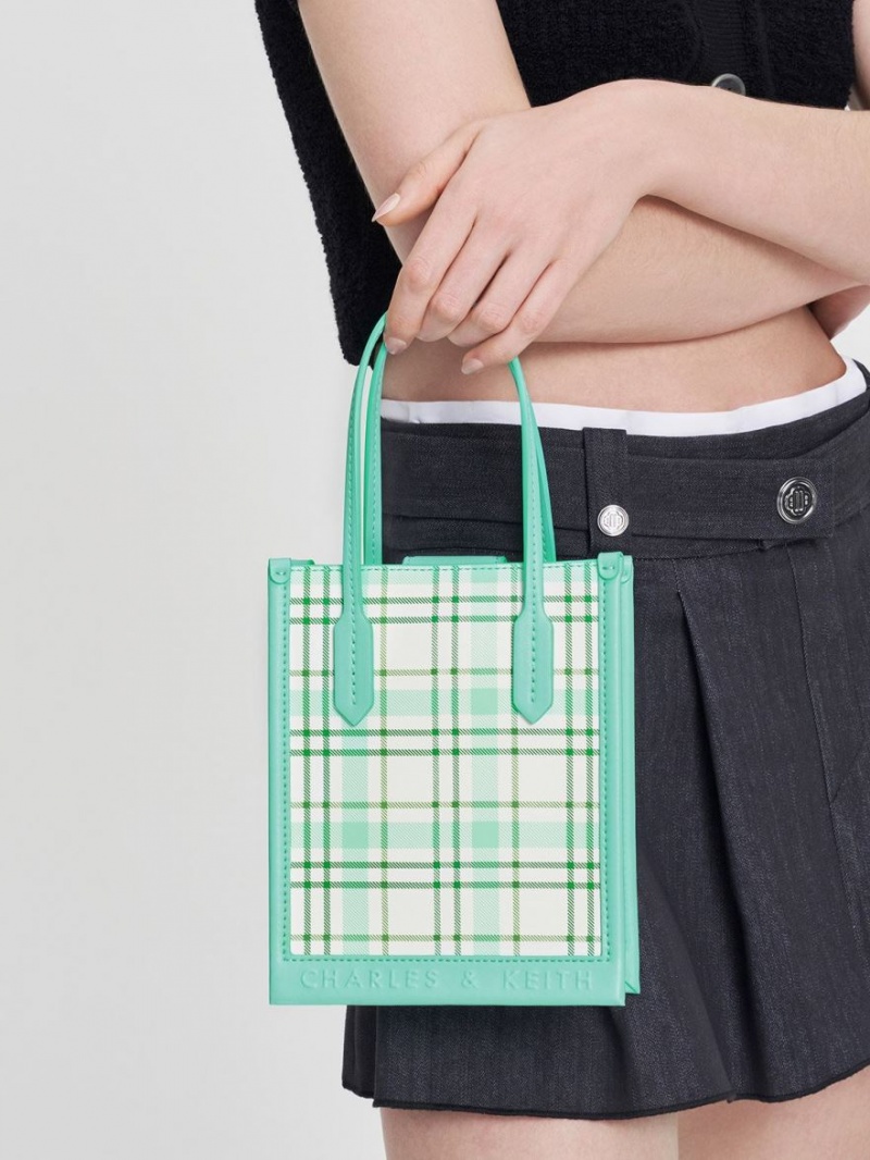 Charles And Keith Checkered Geometric Tote Bags Multicolor | PHILIPPINES U963