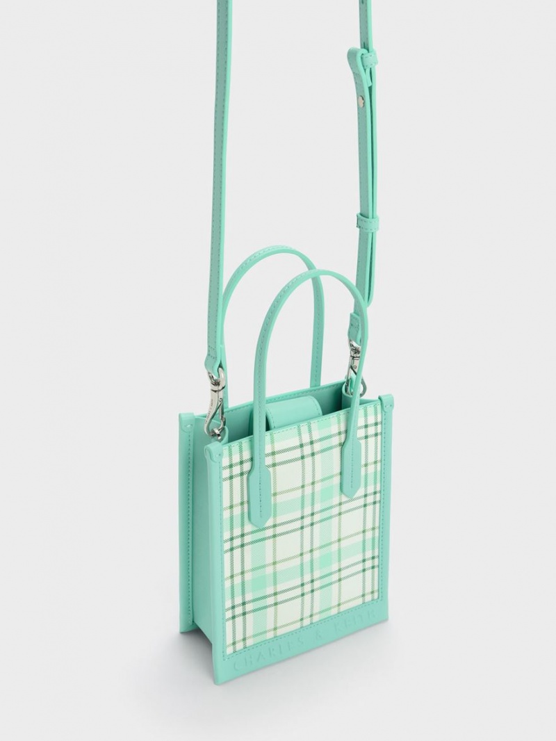 Charles And Keith Checkered Geometric Tote Bags Multicolor | PHILIPPINES U963