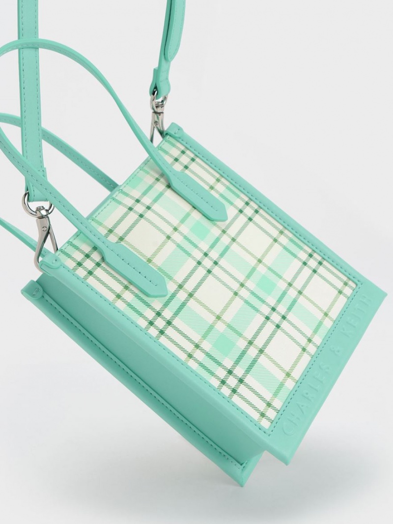 Charles And Keith Checkered Geometric Tote Bags Multicolor | PHILIPPINES U963