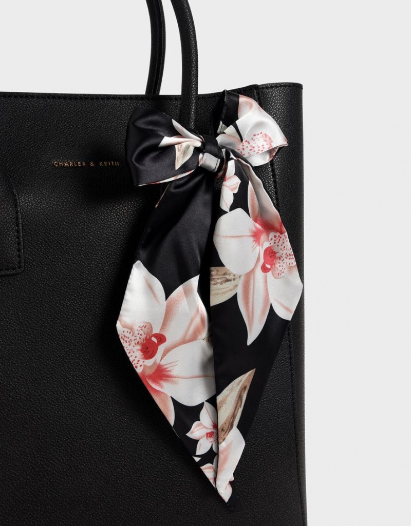 Charles And Keith Chiffon Scarf Tote Bags Black | PHILIPPINES E695