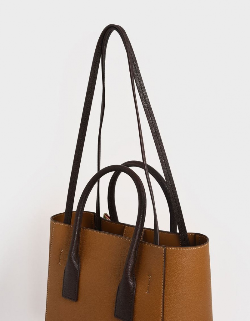 Charles And Keith Chiffon Scarf Tote Bags Brown | PHILIPPINES S436