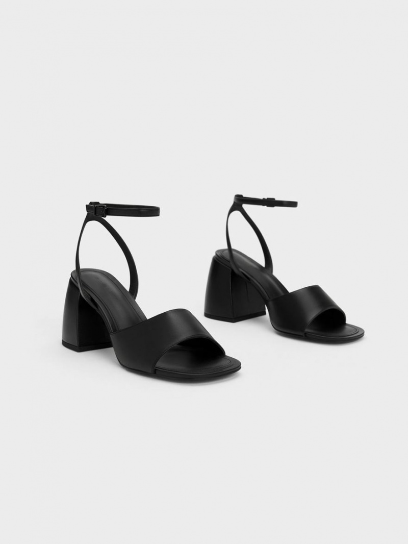 Charles And Keith Chunky Block Heels Sandals Black | PHILIPPINES N659