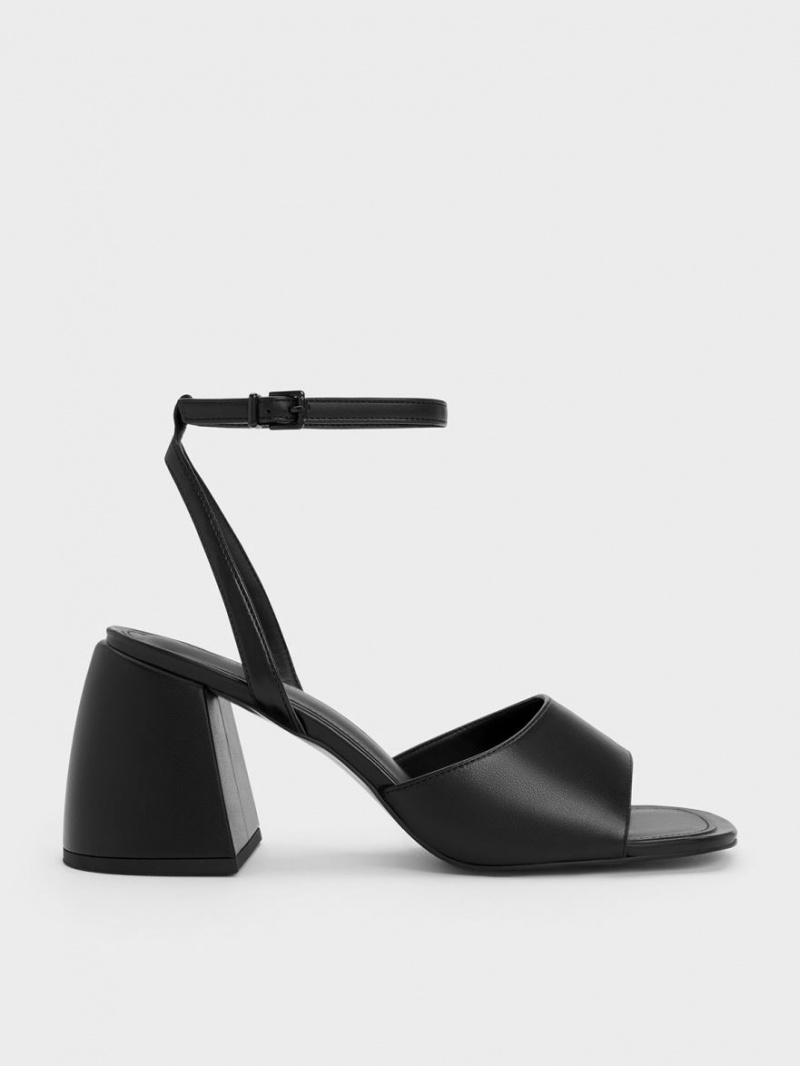 Charles And Keith Chunky Block Heels Sandals Black | PHILIPPINES N659