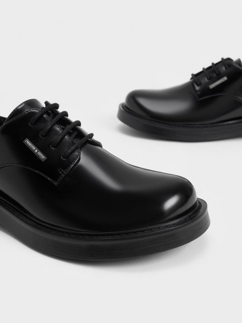 Charles And Keith Chunky Chain Derby Shoes Black | PHILIPPINES T346