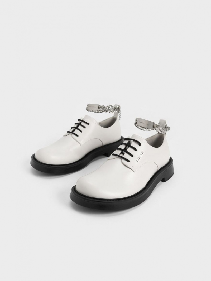 Charles And Keith Chunky Chain Derby Shoes White | PHILIPPINES Z605