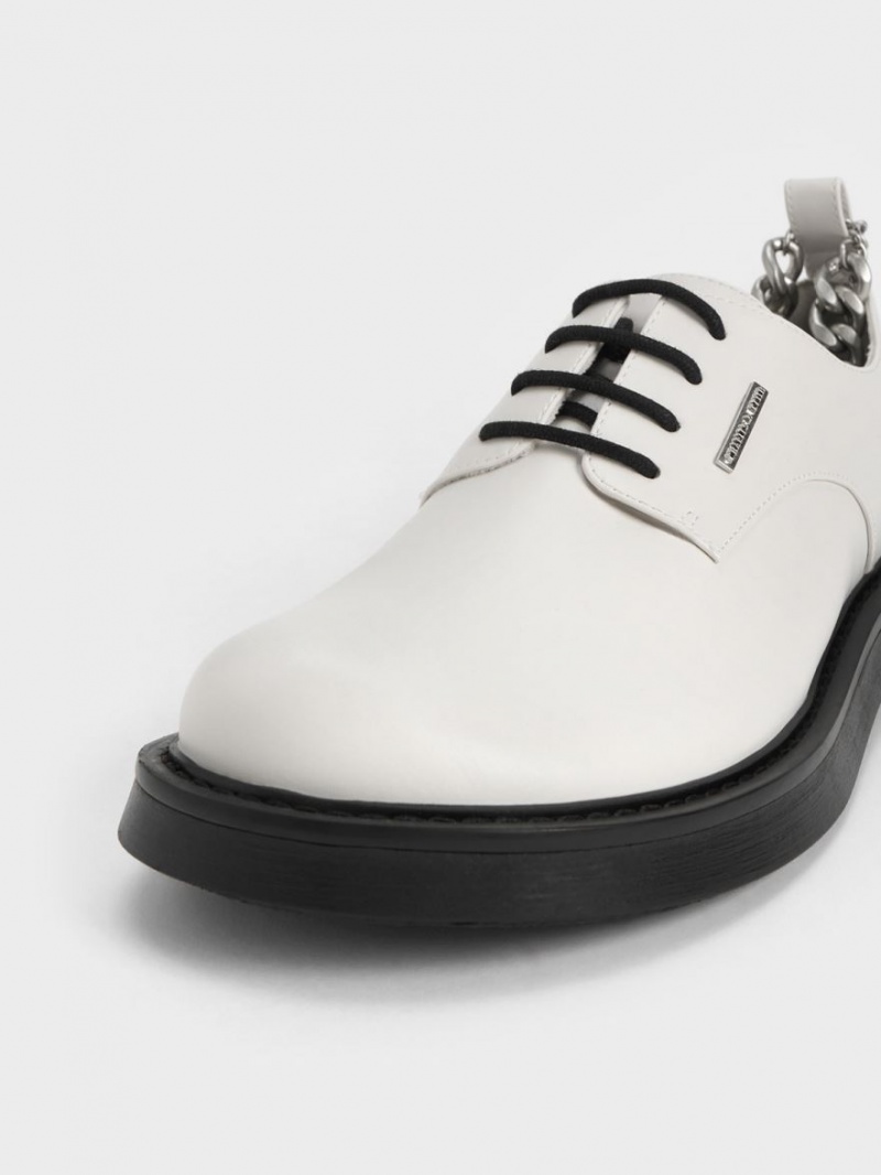 Charles And Keith Chunky Chain Derby Shoes White | PHILIPPINES Z605