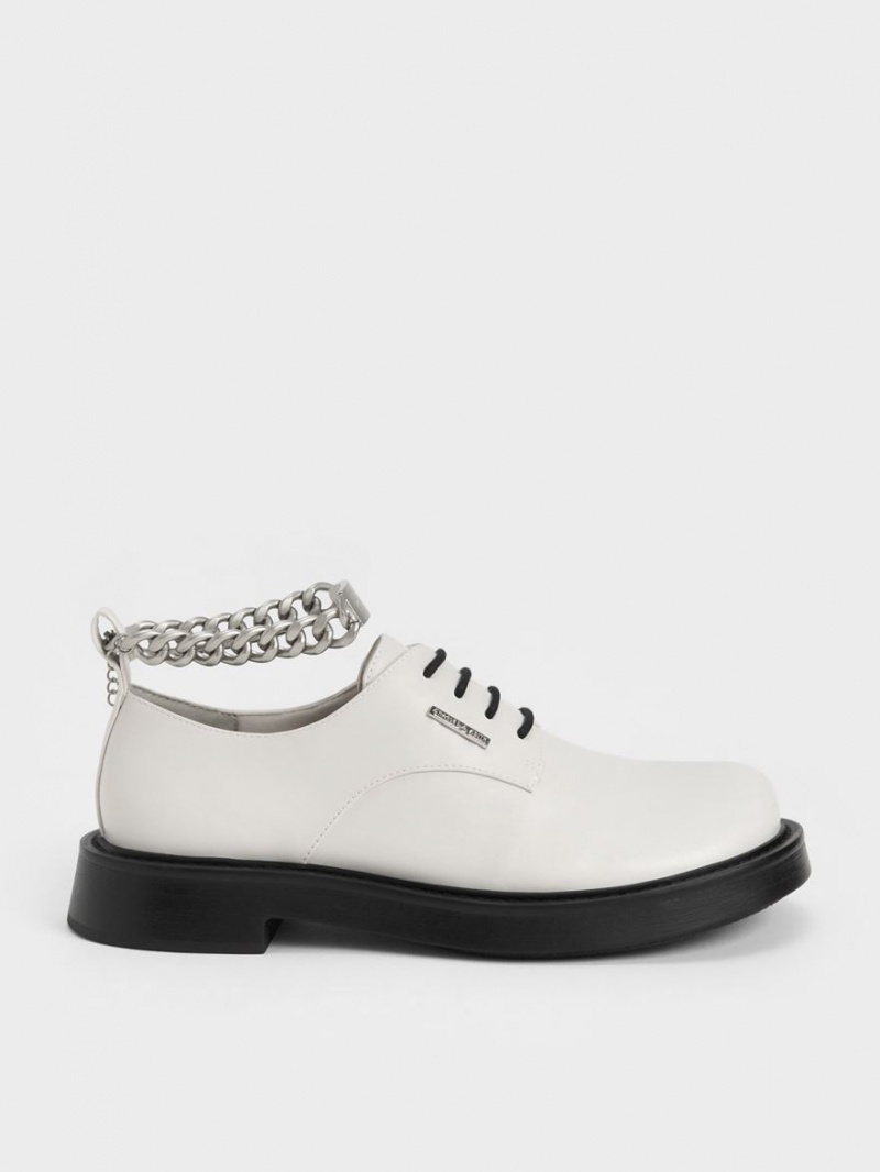 Charles And Keith Chunky Chain Derby Shoes White | PHILIPPINES Z605