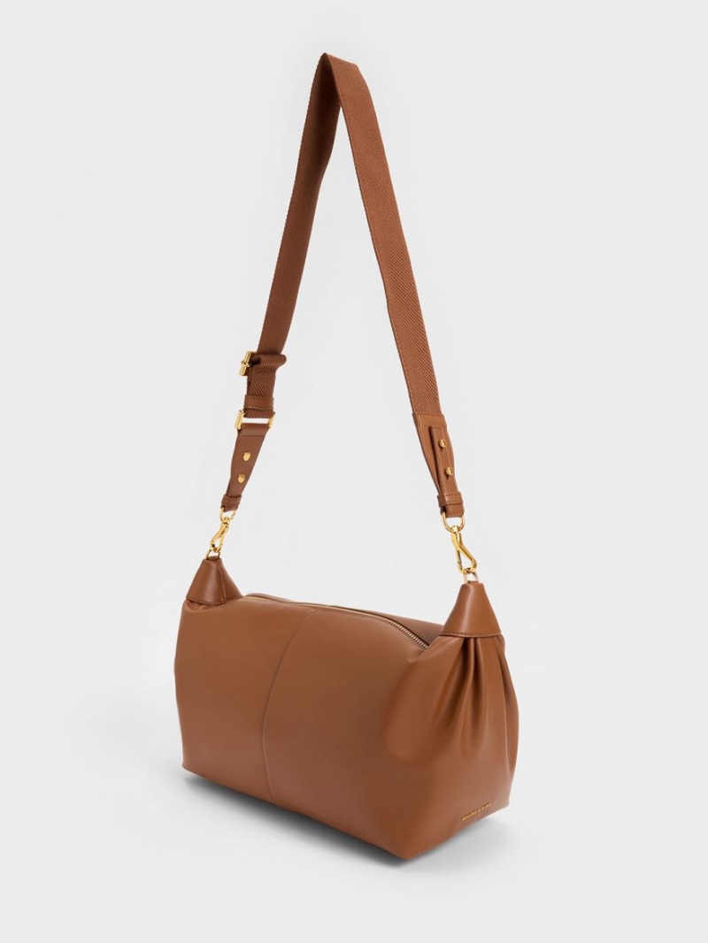 Charles And Keith Chunky Chain Link Hobo Bag Chocolate | PHILIPPINES K935