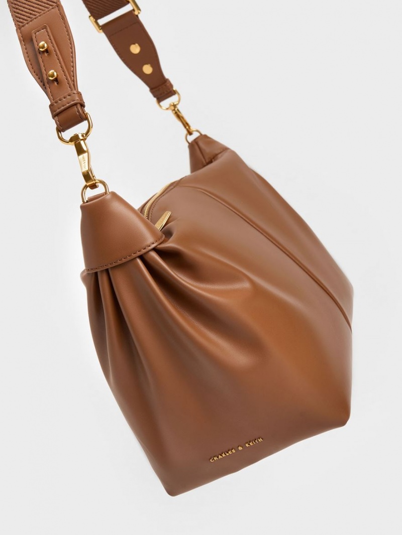 Charles And Keith Chunky Chain Link Hobo Bag Chocolate | PHILIPPINES K935