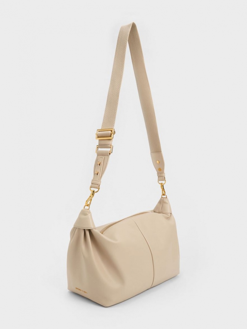 Charles And Keith Chunky Chain Link Hobo Bag Beige | PHILIPPINES R756