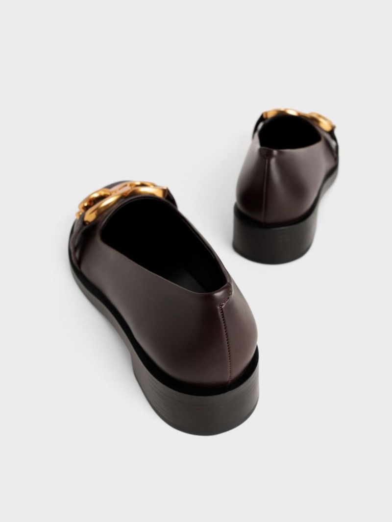 Charles And Keith Chunky Metallic Accent Ballet Flats Dark Brown | PHILIPPINES M701