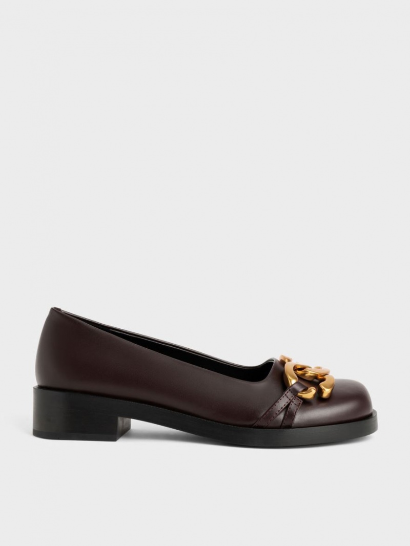 Charles And Keith Chunky Metallic Accent Ballet Flats Dark Brown | PHILIPPINES M701