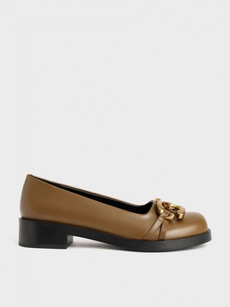 Charles And Keith Chunky Metallic Accent Ballet Flats Olive | PHILIPPINES J014