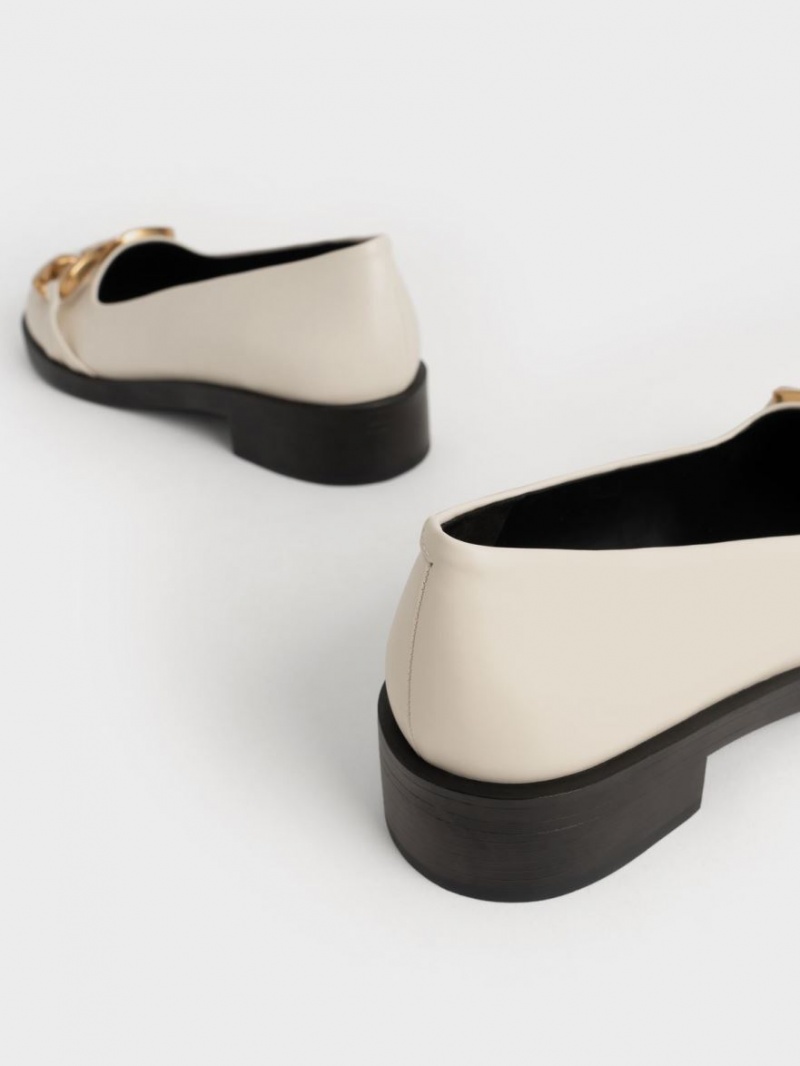 Charles And Keith Chunky Metallic Accent Ballet Flats White | PHILIPPINES Z692