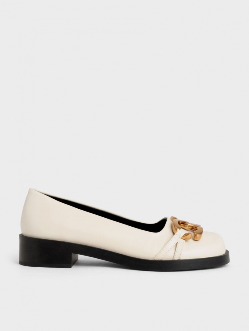 Charles And Keith Chunky Metallic Accent Ballet Flats White | PHILIPPINES Z692