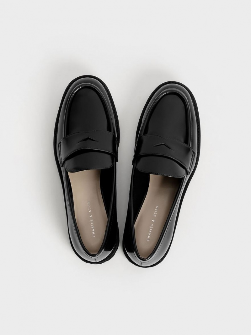 Charles And Keith Chunky Penny Loafers Black | PHILIPPINES L214