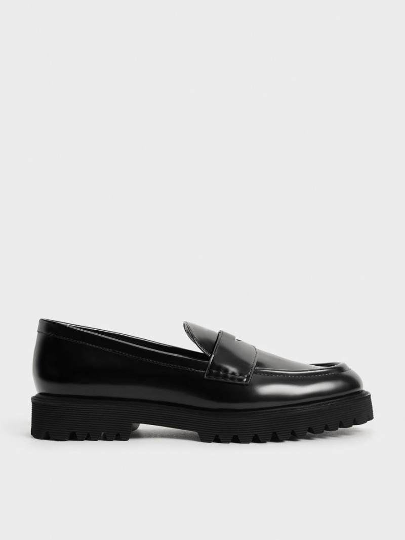 Charles And Keith Chunky Penny Loafers Black | PHILIPPINES L214