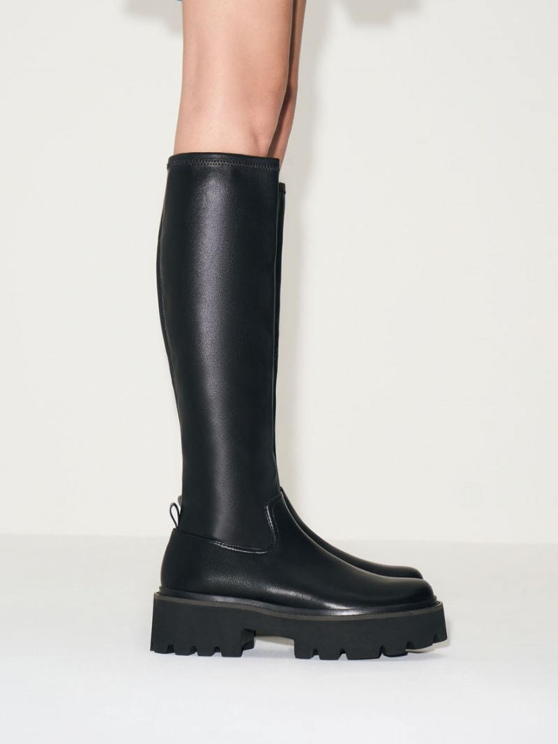 Charles And Keith Chunky Platform Knee-high Boots Black | PHILIPPINES T170