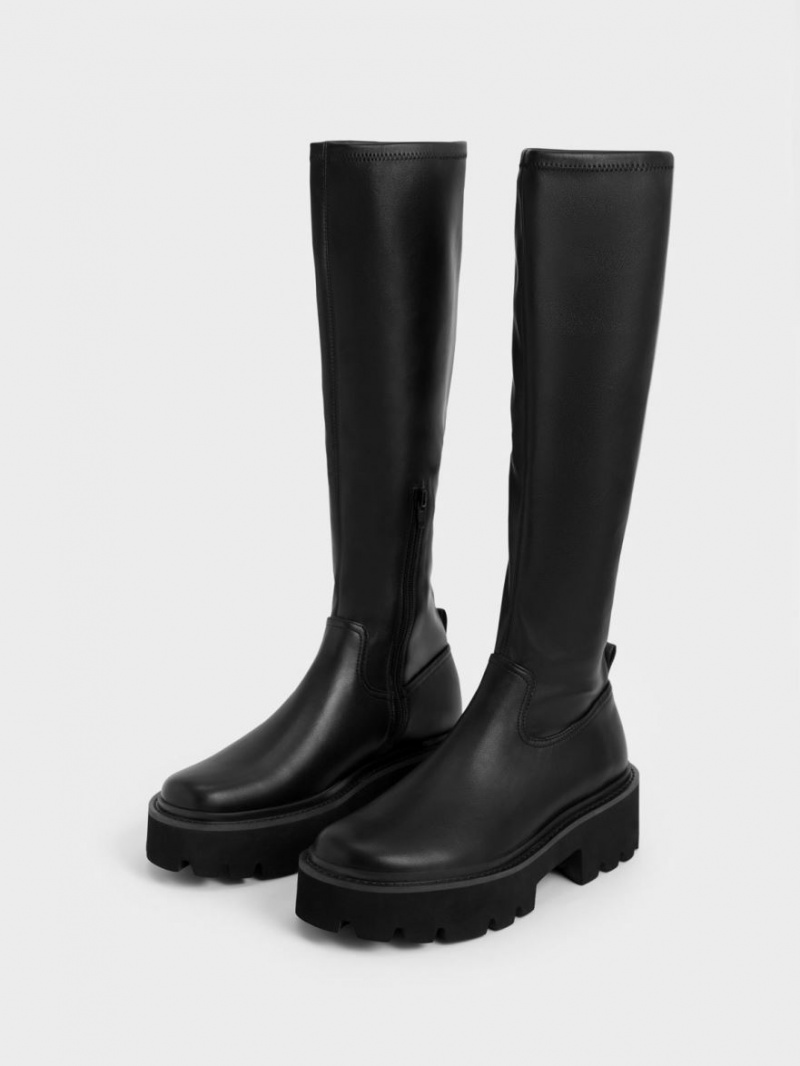 Charles And Keith Chunky Platform Knee-high Boots Black | PHILIPPINES T170