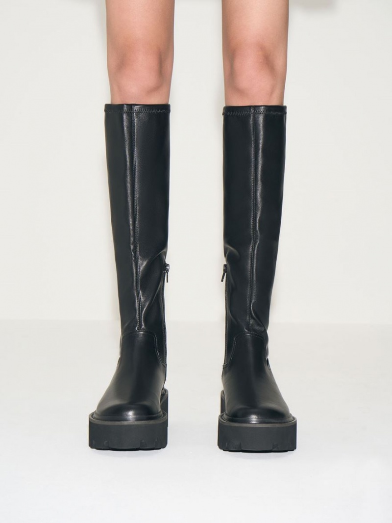 Charles And Keith Chunky Platform Knee-high Boots Black | PHILIPPINES T170