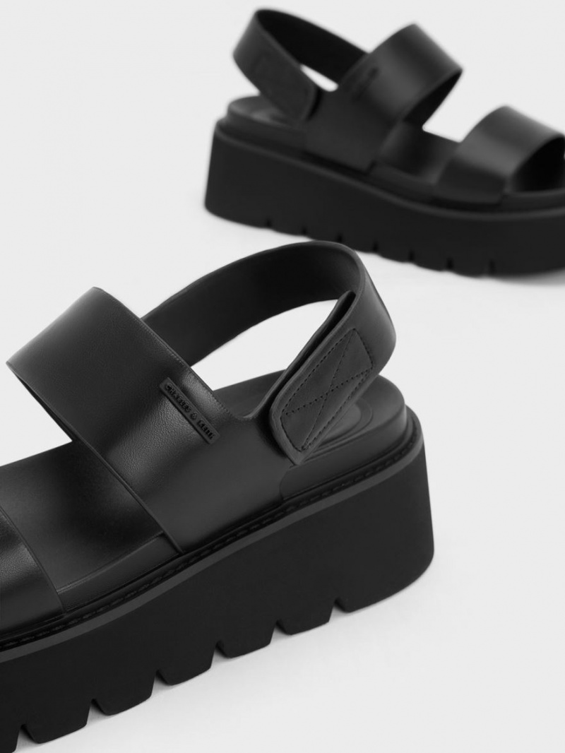 Charles And Keith Chunky Platform Sandals Black | PHILIPPINES H826