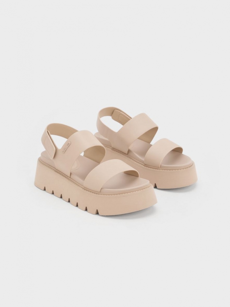 Charles And Keith Chunky Platform Sandals Beige | PHILIPPINES X017