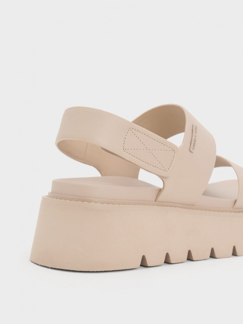 Charles And Keith Chunky Platform Sandals Beige | PHILIPPINES X017