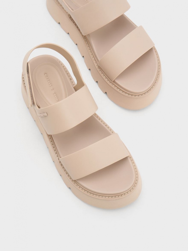 Charles And Keith Chunky Platform Sandals Beige | PHILIPPINES X017