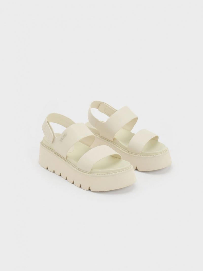 Charles And Keith Chunky Platform Sandals Cream | PHILIPPINES T058