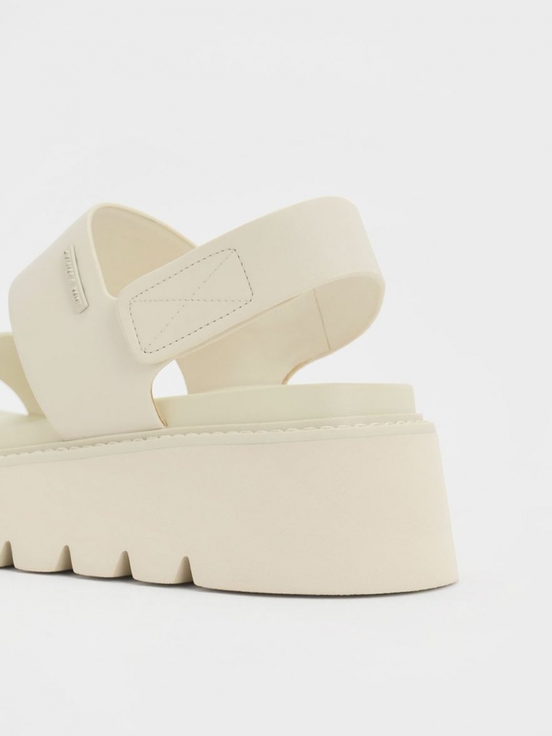 Charles And Keith Chunky Platform Sandals Cream | PHILIPPINES T058