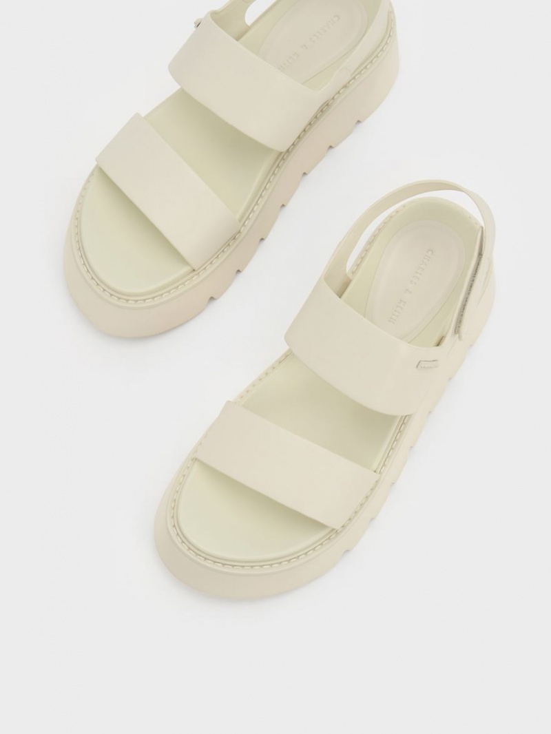 Charles And Keith Chunky Platform Sandals Cream | PHILIPPINES T058